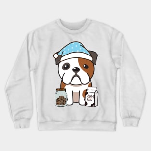 Funny Bulldog is having a midnight snack Crewneck Sweatshirt